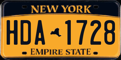 NY license plate HDA1728
