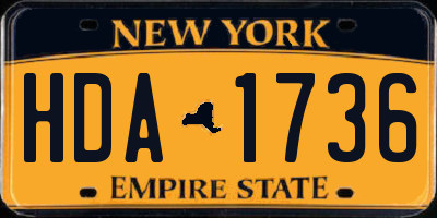NY license plate HDA1736