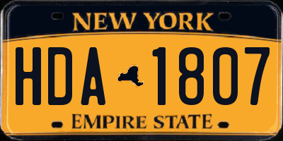NY license plate HDA1807