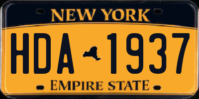 NY license plate HDA1937