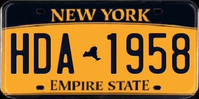 NY license plate HDA1958