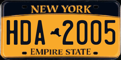 NY license plate HDA2005