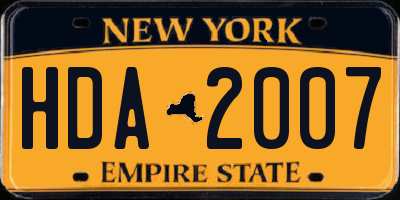 NY license plate HDA2007