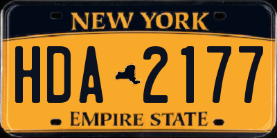 NY license plate HDA2177