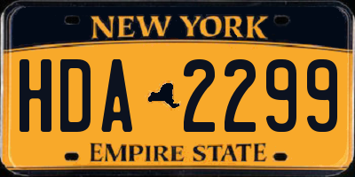 NY license plate HDA2299