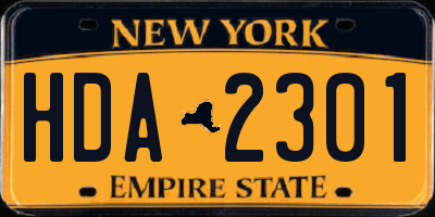 NY license plate HDA2301
