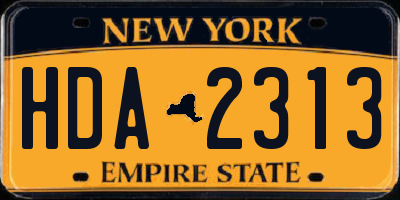 NY license plate HDA2313