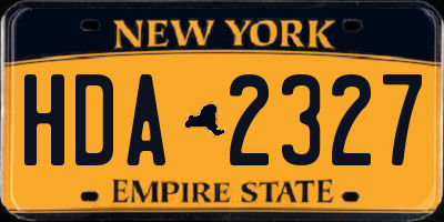 NY license plate HDA2327