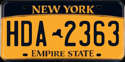 NY license plate HDA2363