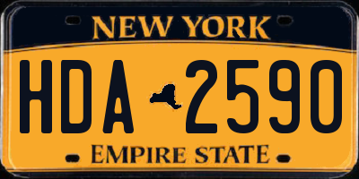 NY license plate HDA2590