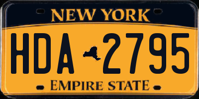 NY license plate HDA2795