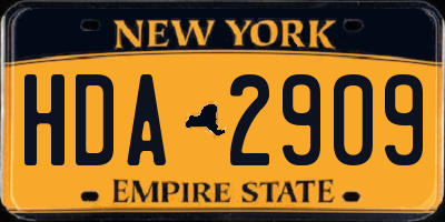 NY license plate HDA2909