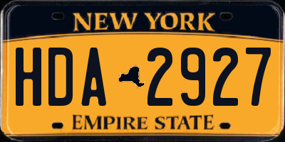NY license plate HDA2927