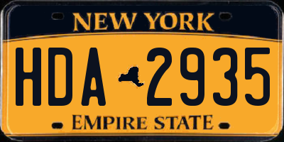 NY license plate HDA2935