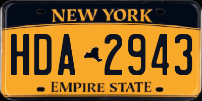 NY license plate HDA2943