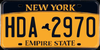 NY license plate HDA2970