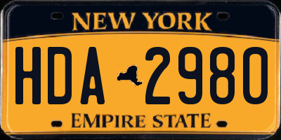 NY license plate HDA2980