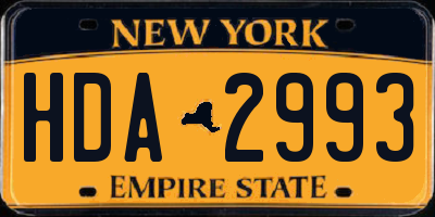 NY license plate HDA2993