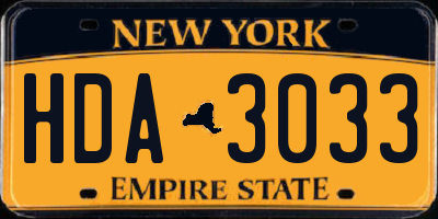 NY license plate HDA3033