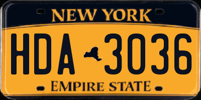 NY license plate HDA3036
