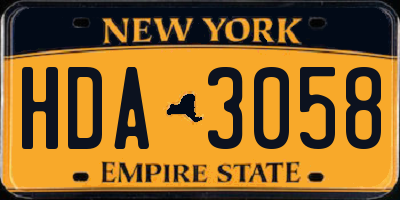 NY license plate HDA3058