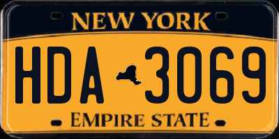 NY license plate HDA3069