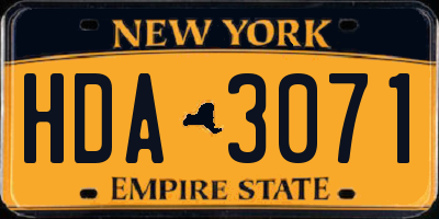 NY license plate HDA3071