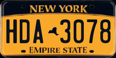 NY license plate HDA3078