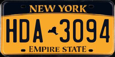 NY license plate HDA3094