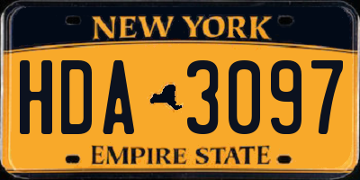 NY license plate HDA3097