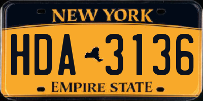NY license plate HDA3136