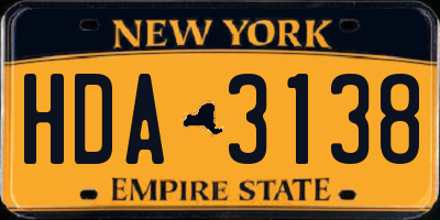NY license plate HDA3138