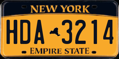 NY license plate HDA3214
