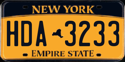 NY license plate HDA3233