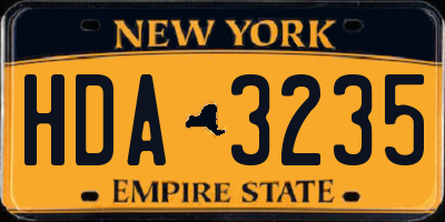 NY license plate HDA3235