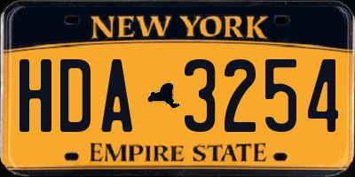 NY license plate HDA3254