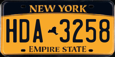 NY license plate HDA3258