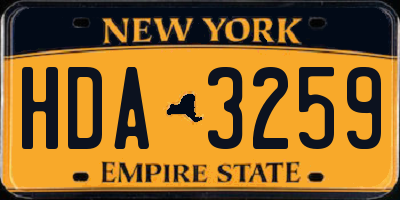 NY license plate HDA3259