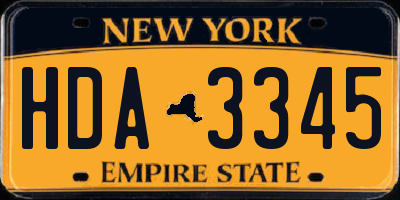 NY license plate HDA3345