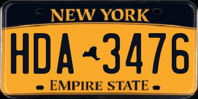 NY license plate HDA3476