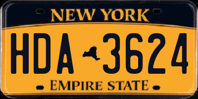 NY license plate HDA3624