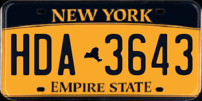 NY license plate HDA3643