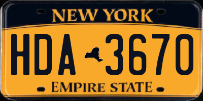 NY license plate HDA3670