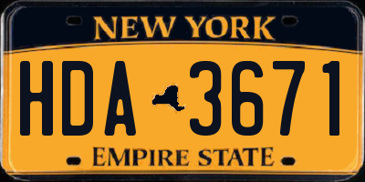 NY license plate HDA3671
