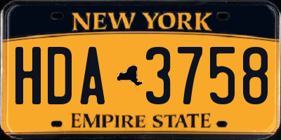 NY license plate HDA3758