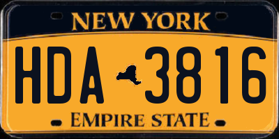 NY license plate HDA3816