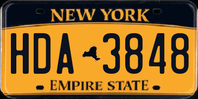 NY license plate HDA3848