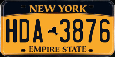 NY license plate HDA3876
