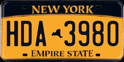 NY license plate HDA3980
