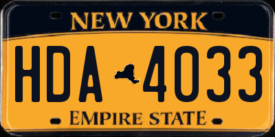 NY license plate HDA4033